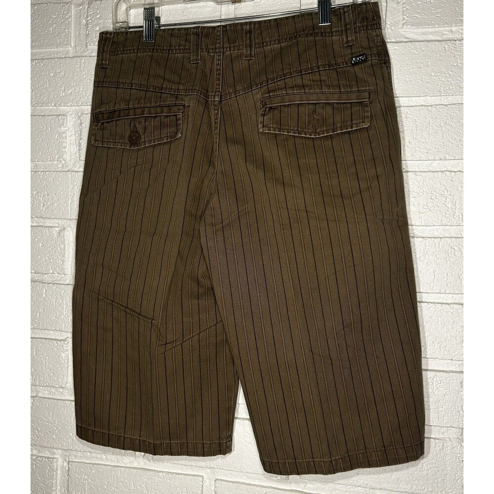 Vans Off The Wall Vintage Shorts Skull Buttons Mens 28 Brown Vertical Stripes - Picture 12 of 12
